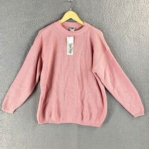 Vtg Cottage Chunky Waffle Sweater Women Large Pink Granny Deadstock USA Walmart